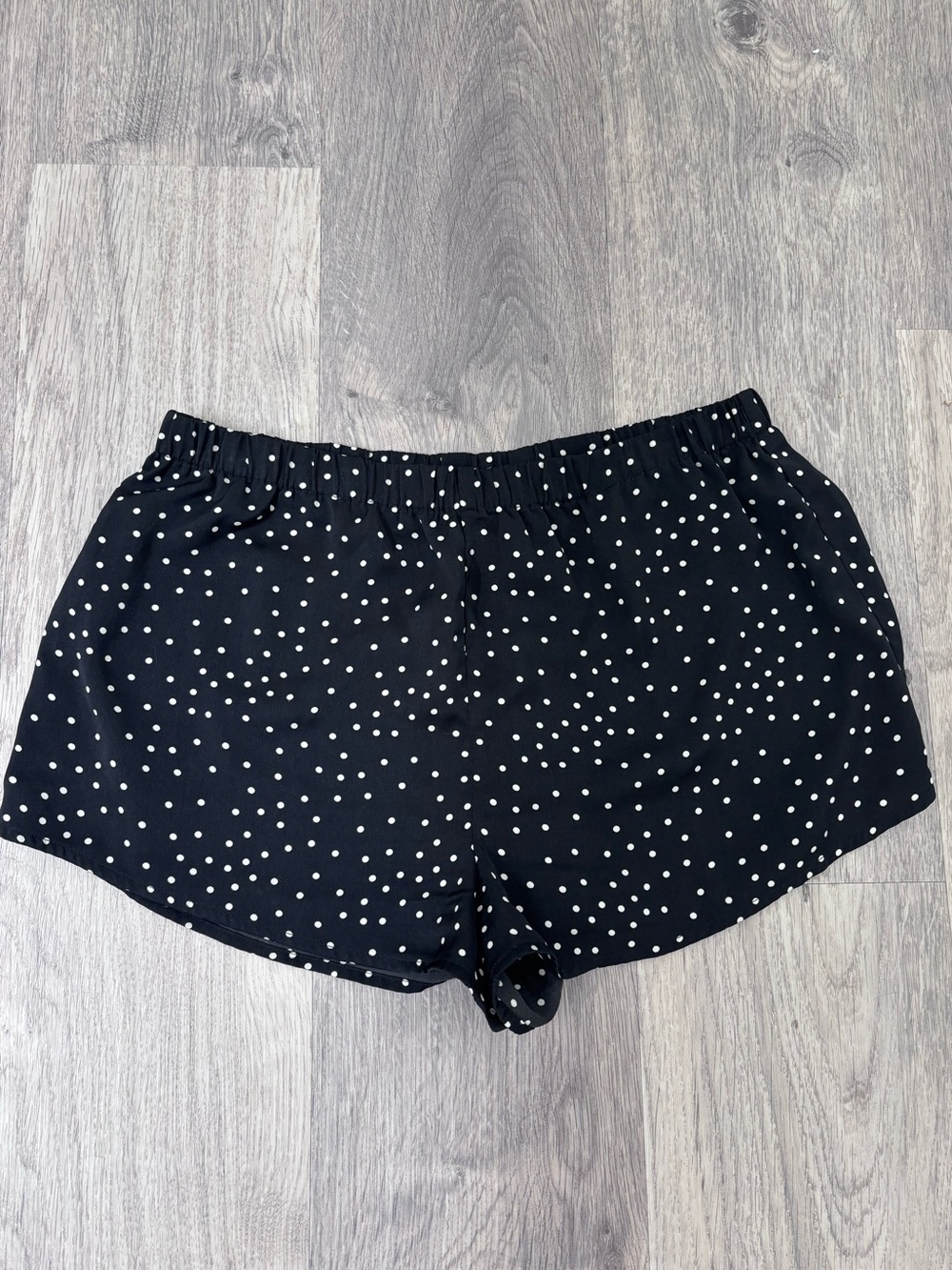 Forever 21 Black Polka Dot Elastic Waist Satin Lounge Shorts